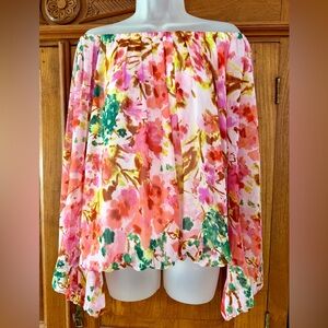 Vince Camuto Pink Floral Off-Shoulder Blouse